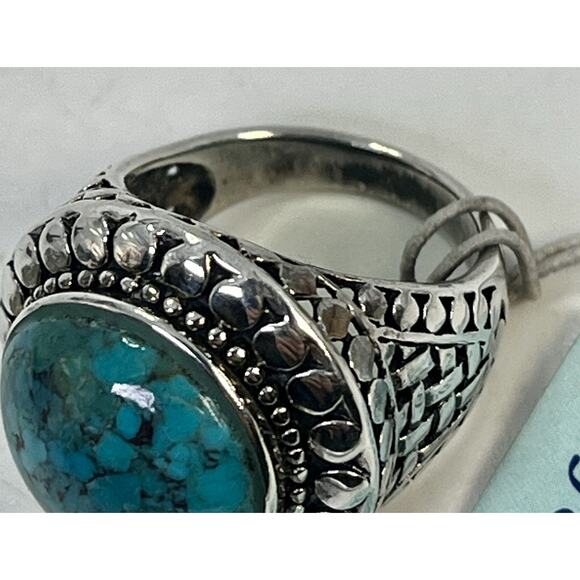 STERLING SILVER Jenna Blue Cabochon TURQUOISE Domed Ring Size 7 - Vintage NOS - Picture 11 of 15